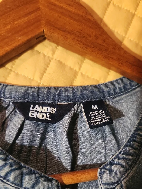 Lands' End Sleeveless Chambray Drawstring Maxi Denim Dress - Picture 2 of 12